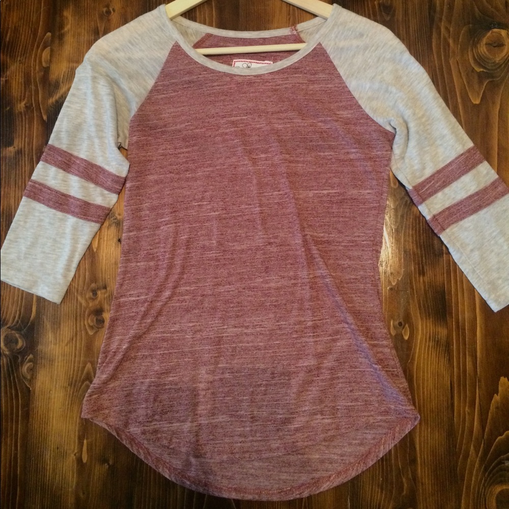 Cotton Maroon and Light Gray Baseball Tee